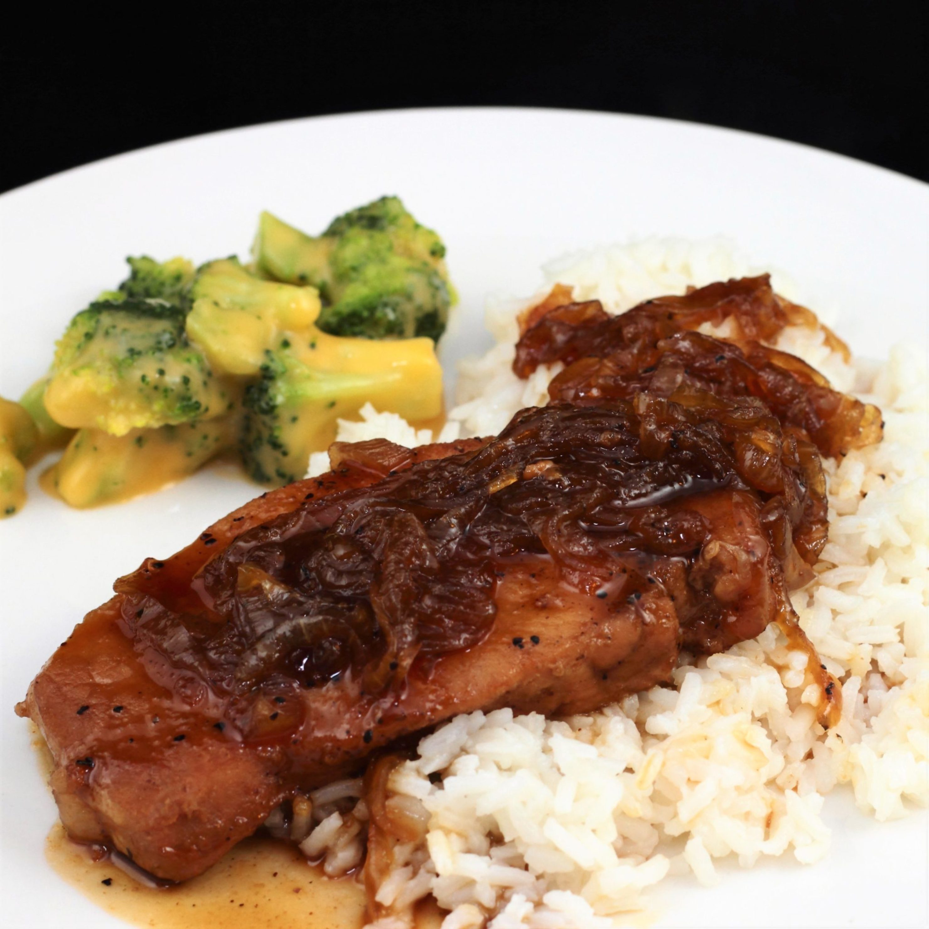 cooked pork chop with rice